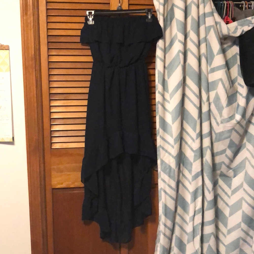 Navy Blue, strapless, high low dress